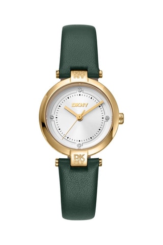 Leren Quartz Horloge - Groen en Goudkleurig