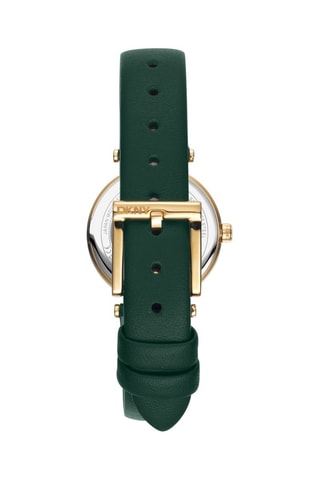 Leren Quartz Horloge - Groen en Goudkleurig
