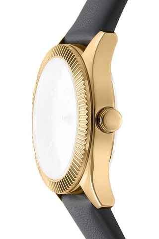 Leren Quartz Horloge - Zwart en Goudkleurig