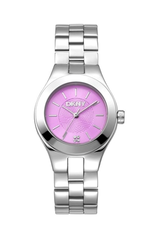 Stalen Quartz Horloge - Zilverkleurig en Roze