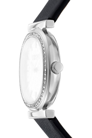 Leren Quartz Horloge - Zwart en Zilverkleurig