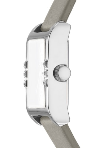 Leren Quartz Horloge - Grijs en Zilverkleurig