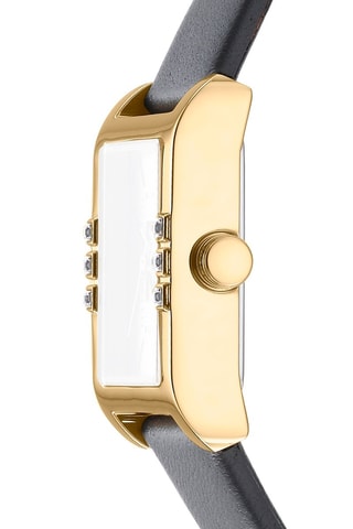 Leren Quartz Horloge - Grijs en Goudkleurig