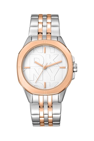 Stalen Quartz Horloge - Zilverkleurig en Roségoudkleurig