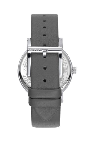 Leren Quartz Horloge - Grijs en Zilverkleurig