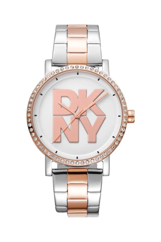 Stalen Quartz Horloge - Zilverkleurig en Roségoudkleurig