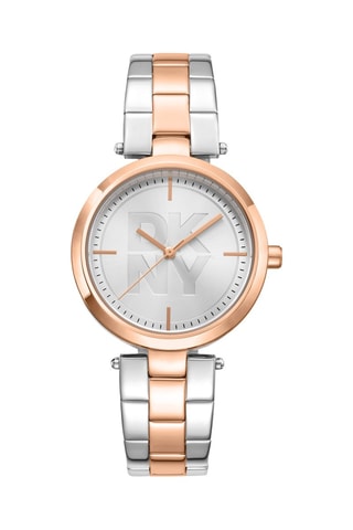 Stalen Quartz Horloge - Zilverkleurig en Roségoudkleurig