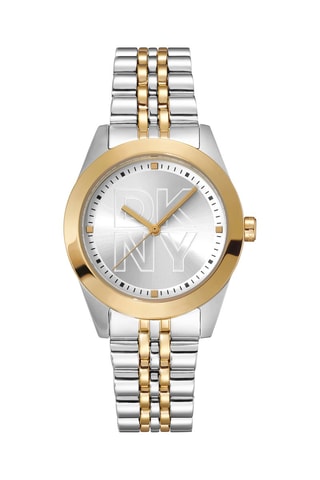 Stalen Quartz Horloge Logo - Zilverkleurig en Goudkleurig