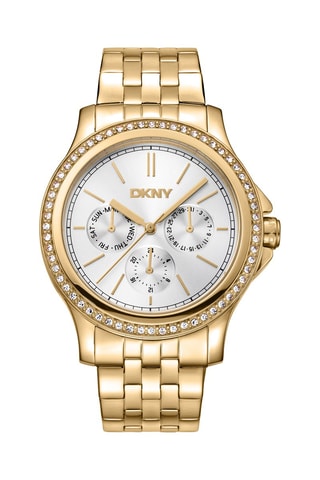 Stalen Quartz Horloge Evening - 24-uursweergave - Goudkleurig en Wit 