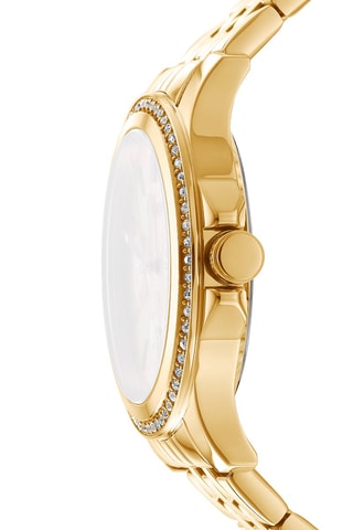 Stalen Quartz Horloge Evening - 24-uursweergave - Goudkleurig en Wit 