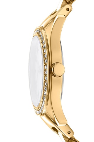 Stalen Quartz Horloge Logo - Goudkleurig en Donkergroen