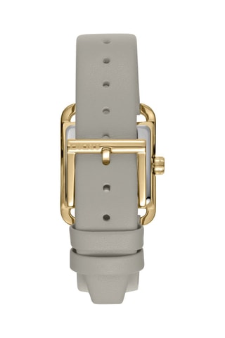 Leren Quartz Horloge Iconic - Grijs en Goudkleurig 