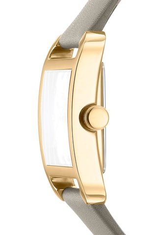 Leren Quartz Horloge Iconic - Grijs en Goudkleurig 