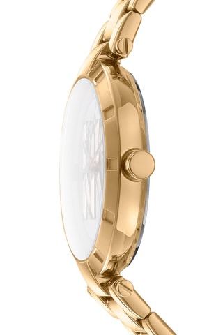 Stalen Quartz Horloge Logo - Goudkleurig en Wit