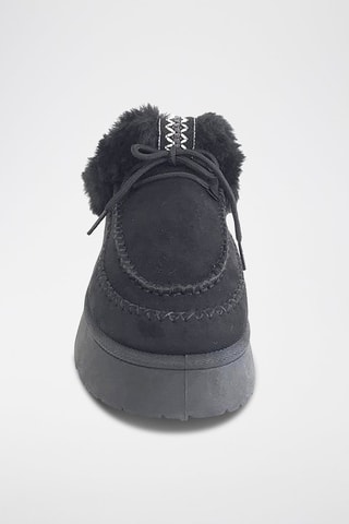 Mocassins forrados com plataforma - Preto