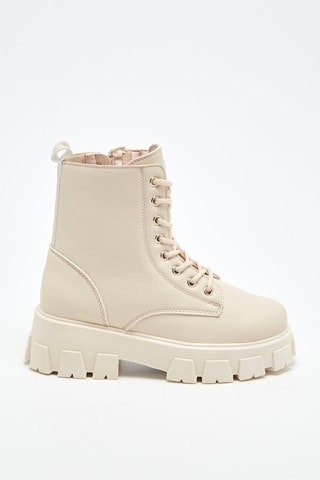 Botins com plataforma Bege