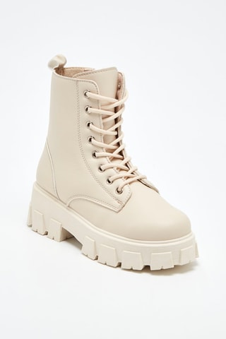 Botins com plataforma Bege