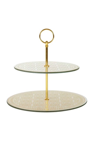 Présentoir 2 étages Mirage - Doré et gris