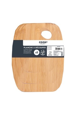 3 planches à découper en bambou - 20 à 38 cm