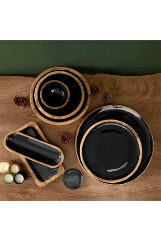 Dessous d'assiette manguier en bois - Noir - 35 cm