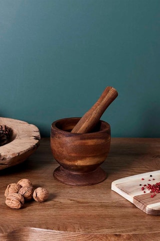 Mortier et pilon en acacia - D12 cm
