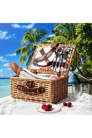 Panier pique-nique isotherme avec vaisselle - 4 personnes - Modèle aléatoire