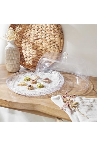 Plateau à gâteau avec cloche - 32,5 cm