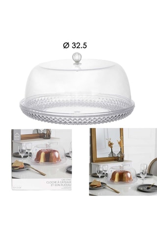 Plateau à gâteau avec cloche - 32,5 cm