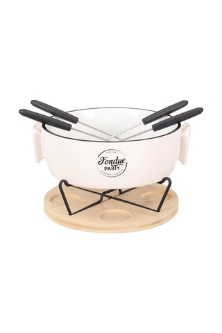 Service à fondue chauffe-plat en porcelaine - 4 personnes