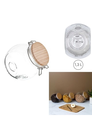 Bocal de conservation en acier inoxydable, silicone et pin - 1,3 l