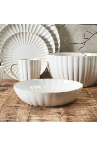 6 assiettes creuses en grès Vlora - 20 cm