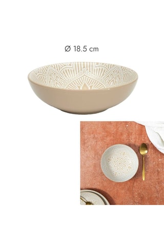 6 assiettes creuses en grès Mirage - 18,5 cm