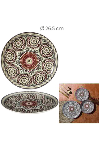 6 assiettes plates en céramique - 26,5 cm