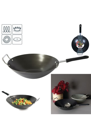 Wok en acier inoxydable - 33 cm