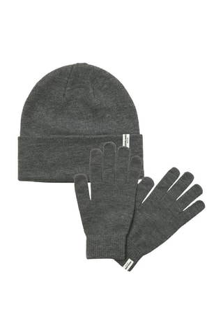 Gants et bonnet - Gris foncé chiné