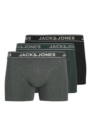 3 boxers en coton biologique - Gris foncé chiné et vert foncé