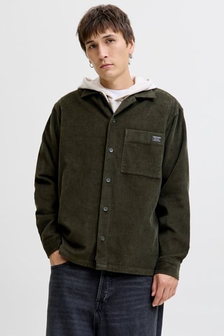 Chemise en velours en coton biologique - Vert foncé