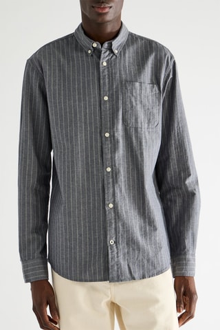 Chemise en coton biologique - Bleu marine et écru