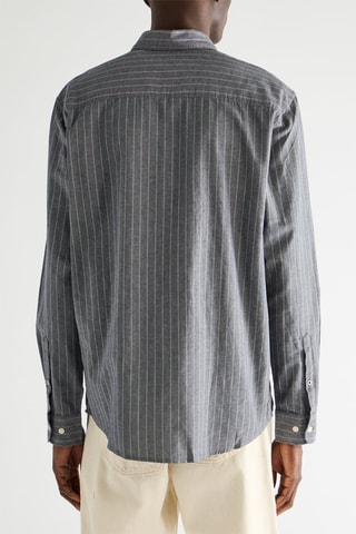 Chemise en coton biologique - Bleu marine et écru