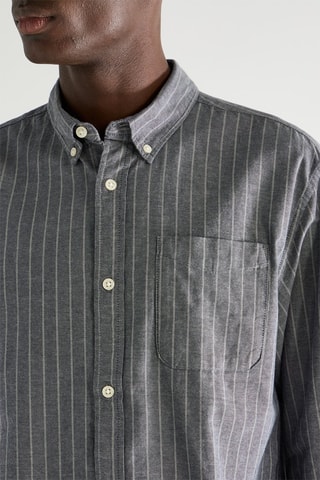 Chemise en coton biologique - Bleu marine et écru