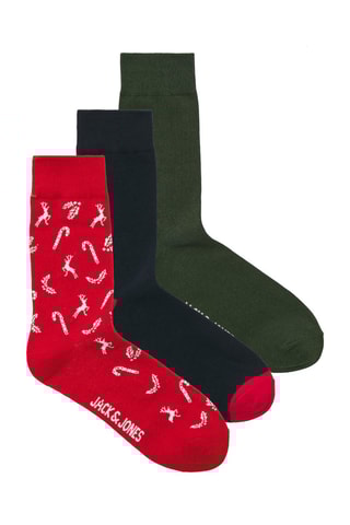 3 paires de chaussettes - Rouge et vert olive