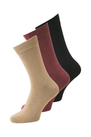 3 paires de chaussettes - Beige et rouge