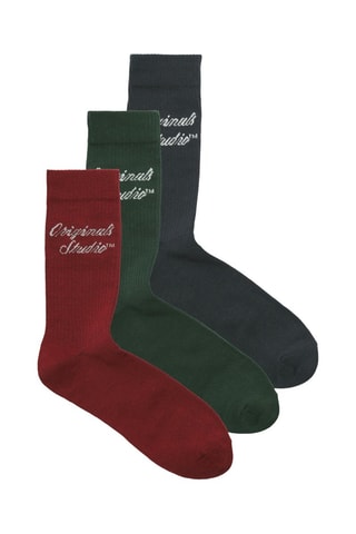 3 paires de chaussettes - Rouge et vert foncé