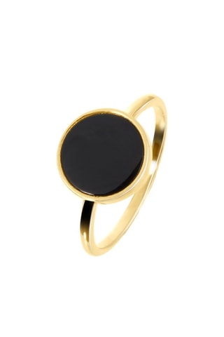 Anillo bañado en oro fino amarillo - Ónice