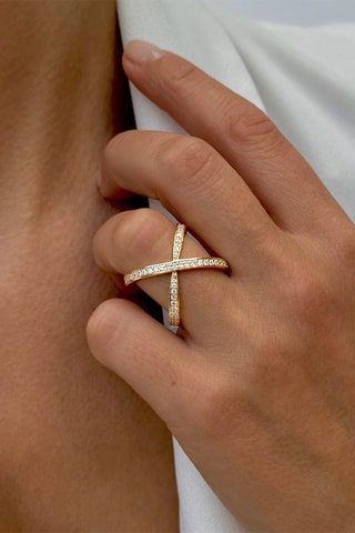 Anillo - Dorado y blanco