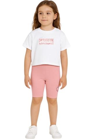 Pack de 2 t-shirts e calções ciclista - Rosa e branco - Branco e rosa