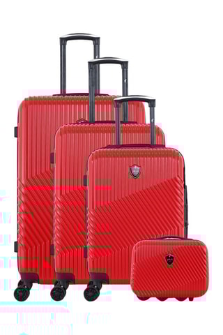 Set de 3 valises (S/M/L) et vanity Peter-C - 23/55/65/75 cm  - Rouge