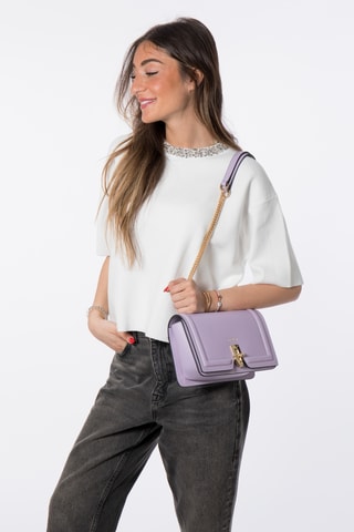 Mala de ombro em couro Ross - Violeta