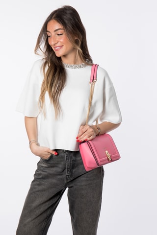 Mala de ombro em couro Ross - Rosa