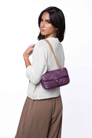 Mala de ombro em raspa de couro Agatha - Violeta